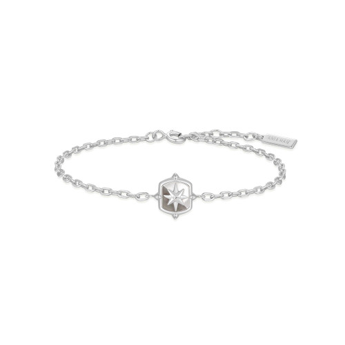 6.5"+0.8" Ania Haie Rhodium-Plated Sterling Silver Colour-Block Star Bracelet