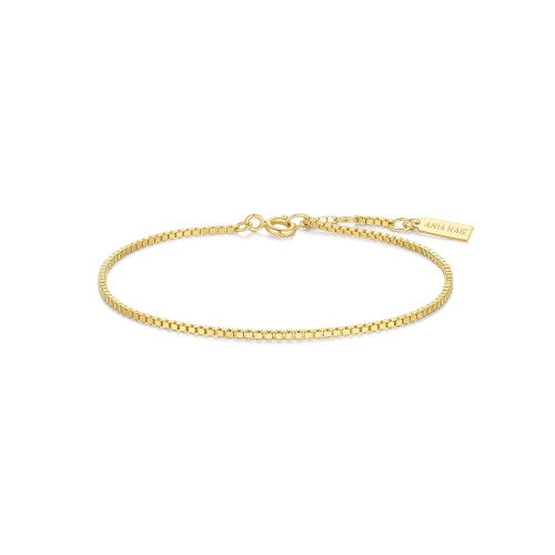 6.5"+0.8" Ania Haie Gold-Plated Sterling Silver Box Chain Bracelet