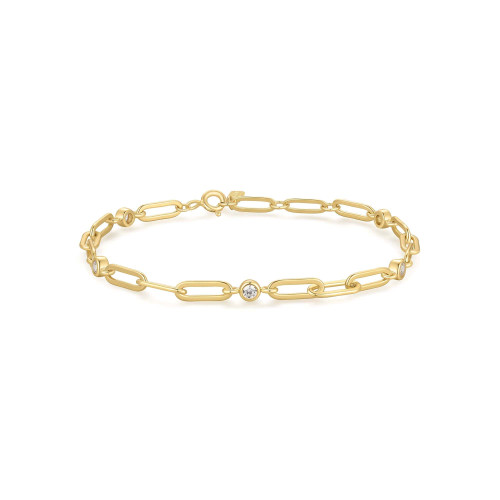 6.7"+0.8" Ania Haie Gold-Plated Sterling Silver Paper Clip Chain Bracelet