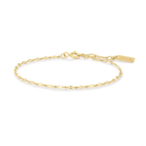 6.5"+0.8" Ania Haie Gold-Plated Sterling Silver Textured Chain Bracelet