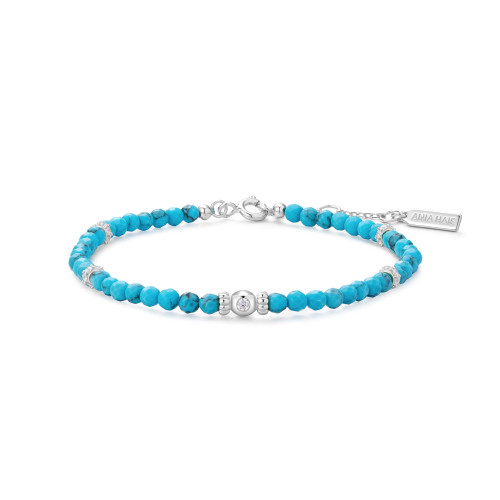 6.5"+0.8" Ania Haie Rhodium-Plated Sterling Silver Beaded Bracelet B073-03H