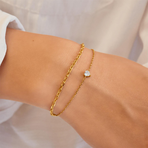 6.5"+0.8" Ania Haie Gold-Plated Sterling Silver Sparkle Heart Bracelet