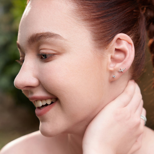 Ania Haie Rhodium-Plated Sterling Silver Solitaire Studs