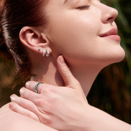 Ania Haie Rhodium-Plated Sterling Silver Kiss Hoops