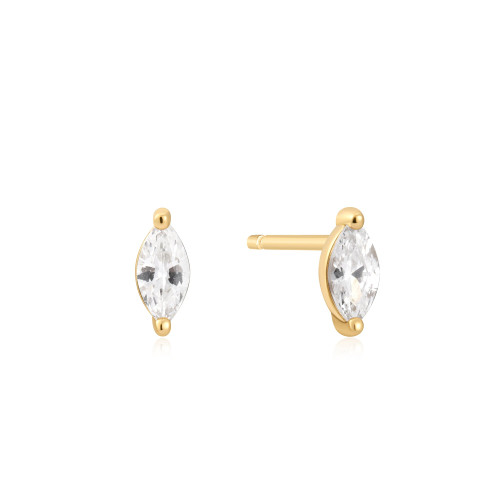 Ania Haie Gold-Plated Sterling Silver Marquise Solitaire Studs