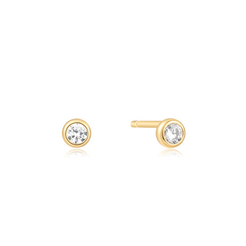 Ania Haie Gold-Plated Sterling Silver Solitaire Cubic Zirconia Studs