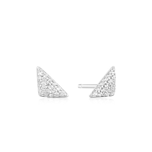 Ania Haie Rhodium-Plated Sterling Silver Triangular Pave Studs
