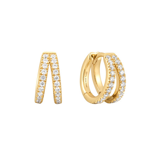 Ania Haie Gold-Plated Sterling Silver Double Pave Huggies