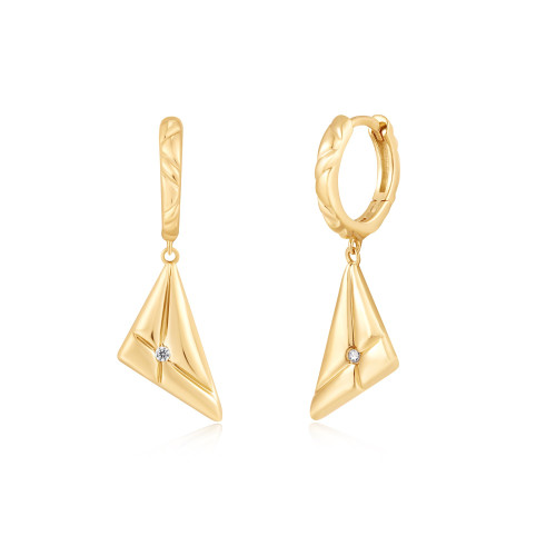 Ania Haie Gold-Plated Sterling Silver Triangle Kiss Drop Huggies