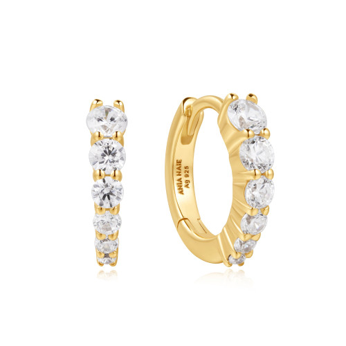 Ania Haie Gold-Plated Sterling Silver Gradient Pave Huggies