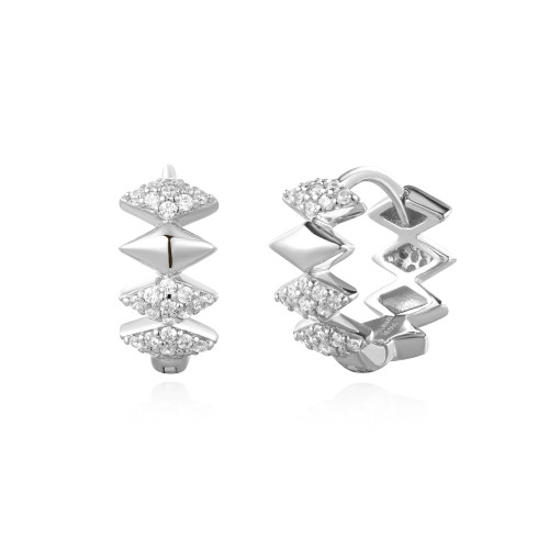 Ania Haie Rhodium-Plated Sterling Silver Multi Sparkle Huggies