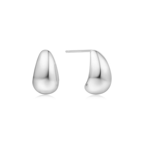 Ania Haie Rhodium-Plated Sterling Silver Small Dome Hoop Earrings