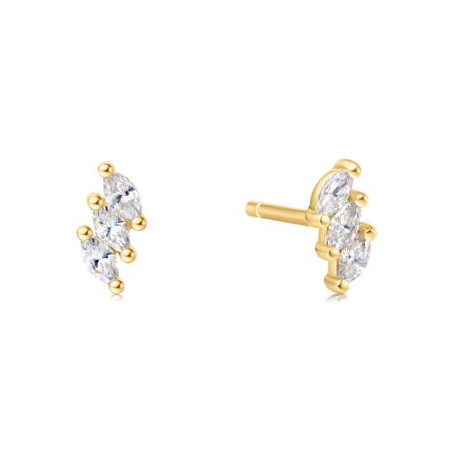 Ania Haie Gold-Plated Sterling Silver Triple Marquise Stud Earrings