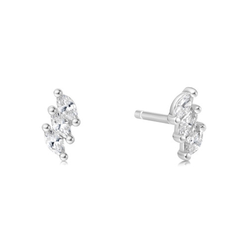 Ania Haie Rhodium-Plated Sterling Silver Triple Marquise Stud Earrings