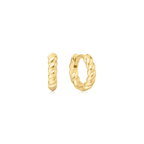 Ania Haie Gold-Plated Sterling Silver Texture Small Huggie Hoop Earrings
