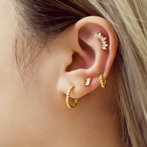 Ania Haie Gold-Plated Sterling Silver Texture Small Huggie Hoop Earrings