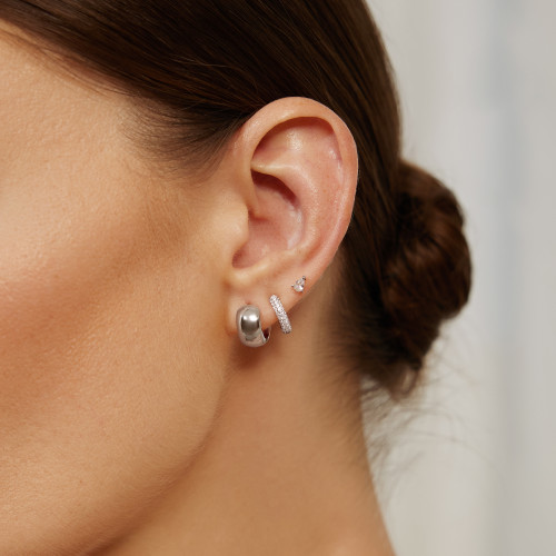 Ania Haie Rhodium-Plated Sterling Silver Chubby Small Huggie Hoop Earrings