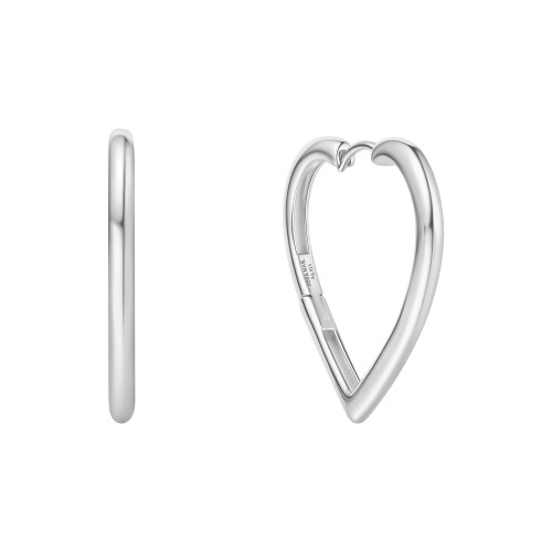 Ania Haie Rhodium-Plated Sterling Silver Large Heart Hoop Earrings