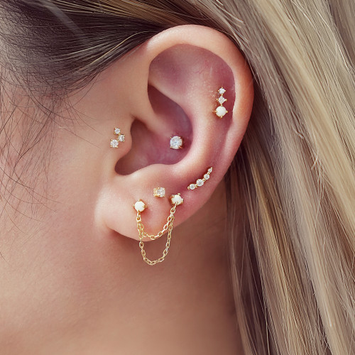 Ania Haie Gold-Plated Sterling Silver Bezel Beaded Stone Stud Earrings