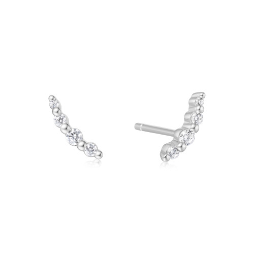 Ania Haie Rhodium-Plated Sterling Silver Bezel Beaded Stone Stud Earrings