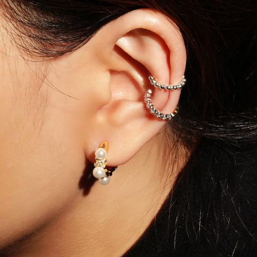 Ania Haie Rhodium-Plated Sterling Silver Beaded Ear Cuff