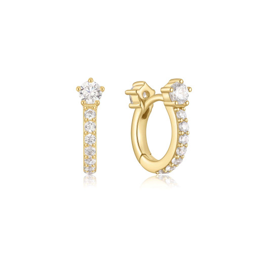 Ania Haie Gold-Plated Sterling Silver Sparkling Pave Huggie Hoop Earrings