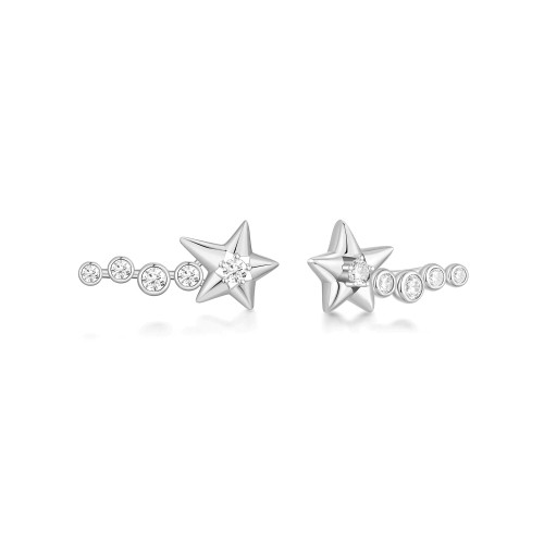 Ania Haie Rhodium-Plated Sterling Silver Sparkling Meteor Climbers