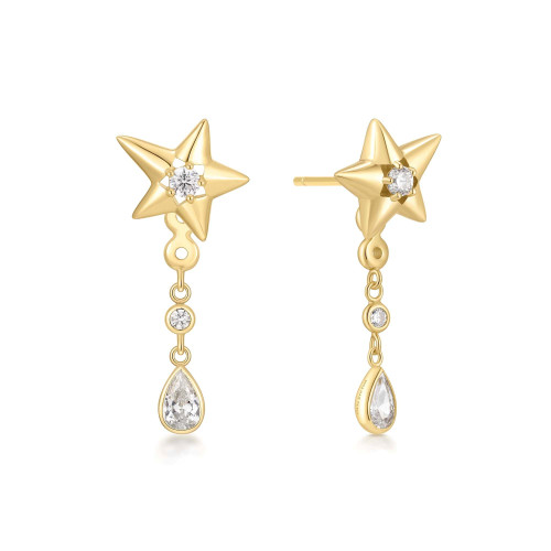 Ania Haie Gold-Plated Sterling Silver Sparkling Star Drop Stud Earrings