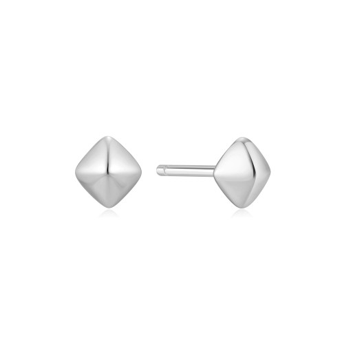 Ania Haie Rhodium-Plated Sterling Silver Pyramid Glam Stud Earrings