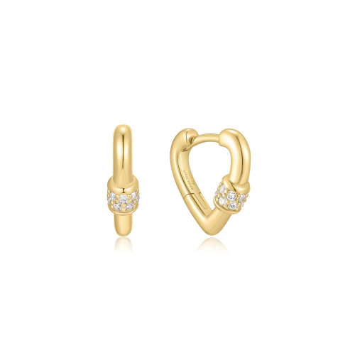 Ania Haie Gold-Plated Sterling Silver Mini Heart Clasp Huggie Hoop Earrings