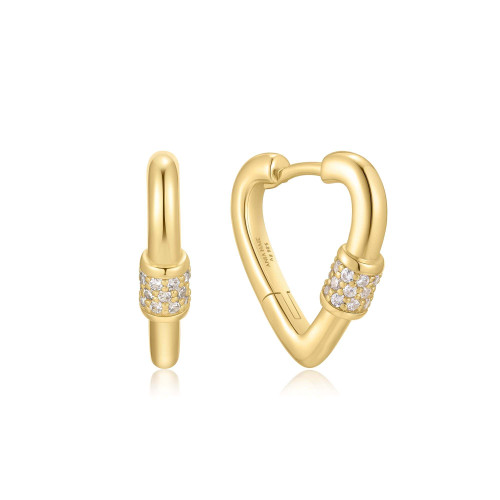 Ania Haie Gold-Plated Sterling Silver Heart Clasp Huggie Hoop Earrings