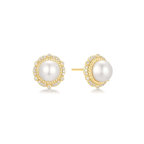 Ania Haie Gold-Plated Sterling Silver Simulated Pearl Bloom Stud Earrings
