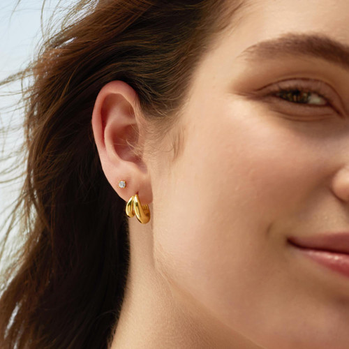 Ania Haie Gold-Plated Sterling Silver Dome Huggie Hoop Earrings