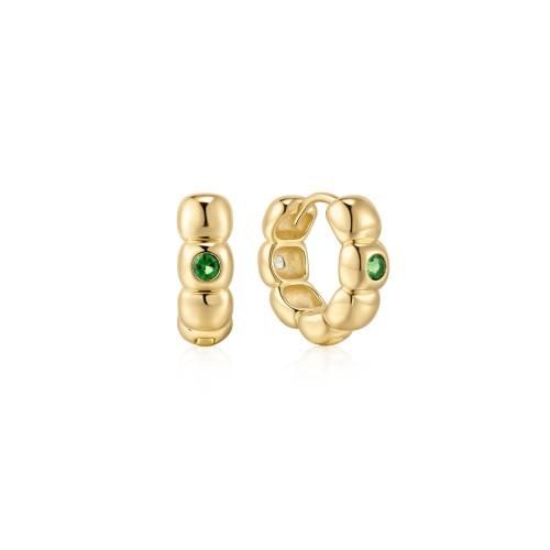Ania Haie Gold-Plated Sterling Silver Reversible Puffy Huggie Hoop Earrings