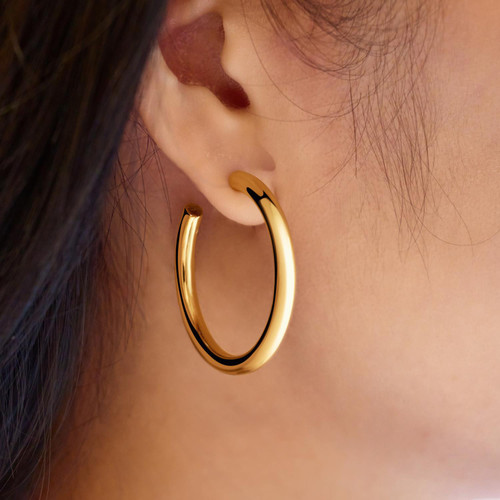 Ania Haie Gold-Plated Sterling Silver Classic Tube Oversized Hoop Earrings