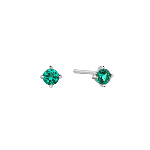 Ania Haie Rhodium-Plated Sterling Silver Green Stud Earrings