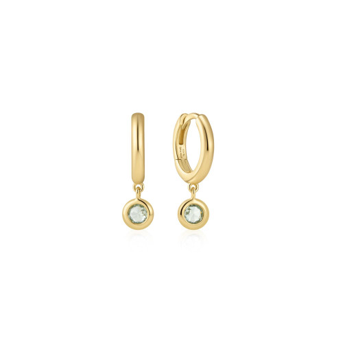 Ania Haie Gold-Plated Sterling Silver Dangling Mint Green Huggie Hoop Earrings