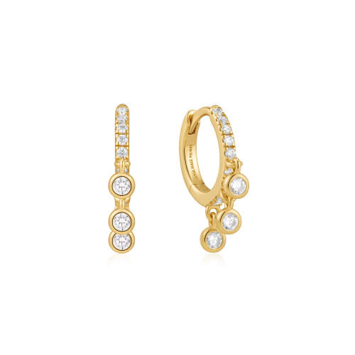 Ania Haie Gold-Plated Sterling Silver Trio-Drop Huggie Hoop Earrings
