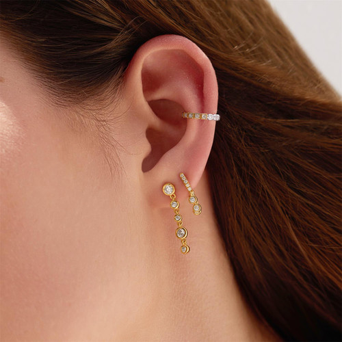 Ania Haie Gold-Plated Sterling Silver Molten Cascade Drop Stud Earrings