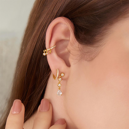 Ania Haie Gold-Plated Sterling Silver Molten Cascade Teardrop Stud Earrings