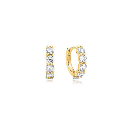 Ania Haie Gold-Plated Sterling Silver Quintet Sparkle Huggie Hoop Earrings