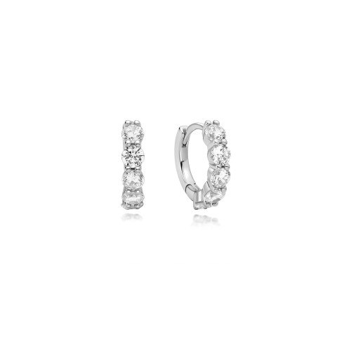 Ania Haie Rhodium-Plated Sterling Silver Quintet Sparkle Huggie Hoop Earrings