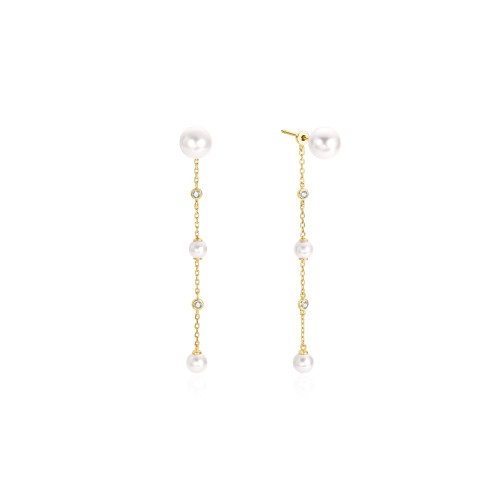 Ania Haie Gold-Plated Sterling Silver Cascade Simulated Pearl Drop Stud Earrings