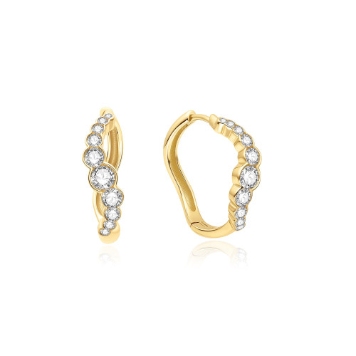 Ania Haie Gold-Plated Sterling Silver Sparkling Tide Huggie Hoop Earrings