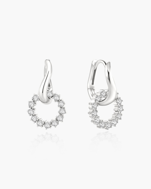 Ania Haie Rhodium-Plated Sterling Silver Pave Interlocked Huggie Hoop Earrings