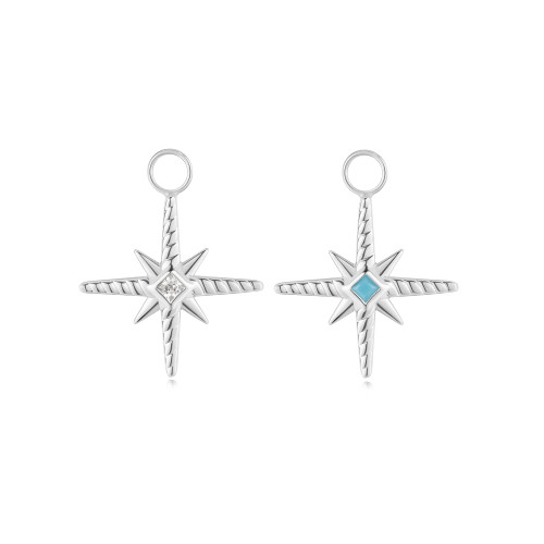 Ania Haie Rhodium-Plated Sterling Silver and Cubic Zirconia Star Earring Charm