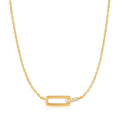 17"+2" Ania Haie Gold-Plated Sterling Silver Glam Interlock Necklace