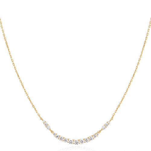 16"+2" Ania Haie Gold-Plated Sterling Silver Arc Pave Necklace