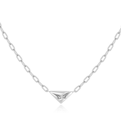 16"+2" Ania Haie Rhodium-Plated Sterling Silver Triangle Necklace