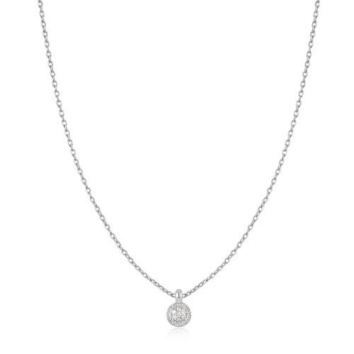 16"+2" Ania Haie Rhodium-Plated Sterling Silver Sphere Pave Necklace